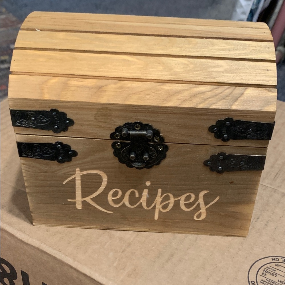 Widbi Wooden Recipe Box with Black Accents